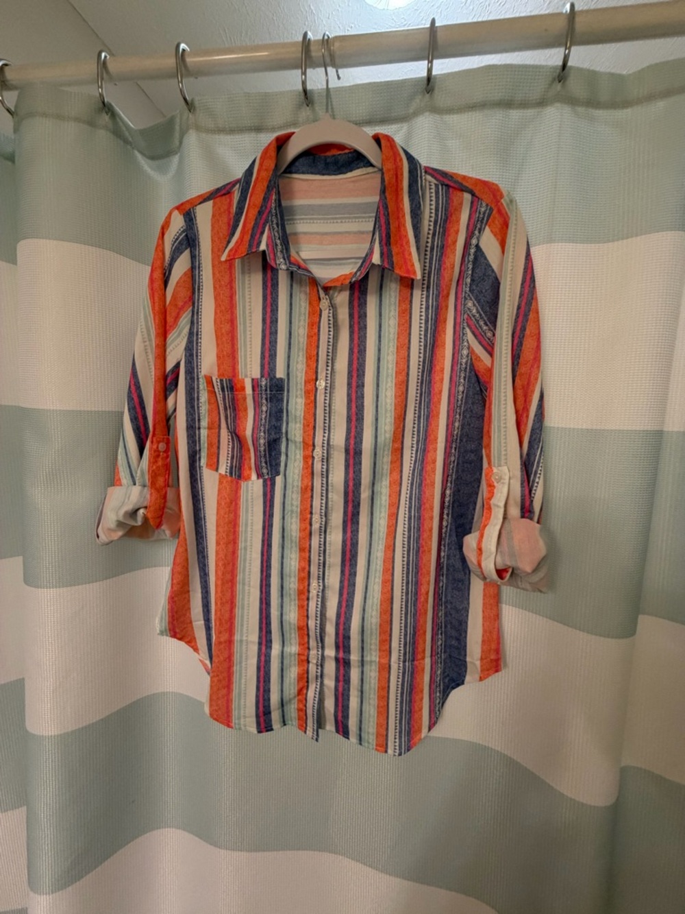 Women’s Striped Button-Up Shirt - Multicolor
